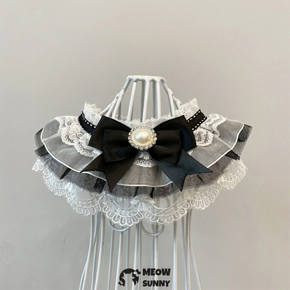 Pet Bib Bandana Elite Style with Black Lace Bowknot