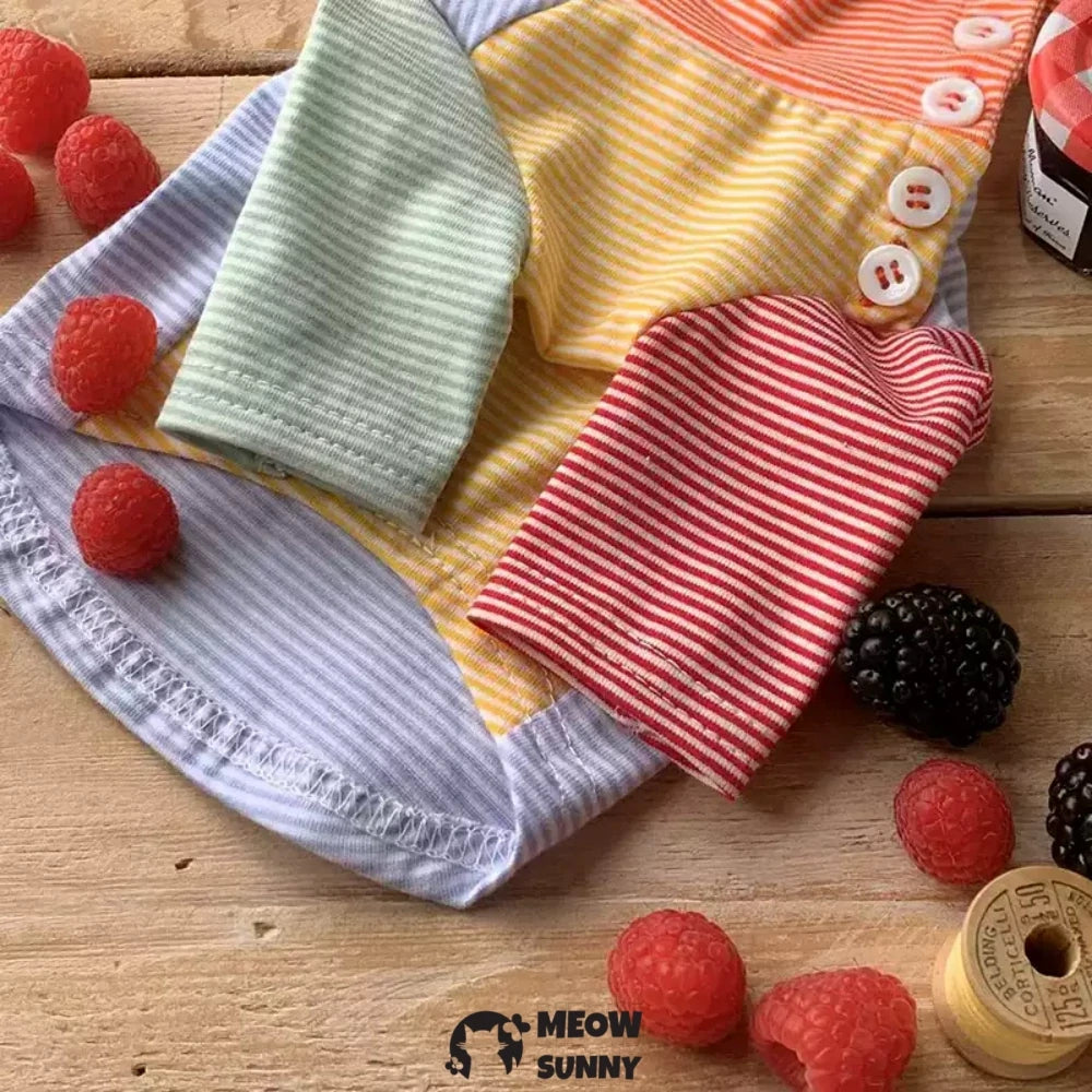 Pet Clothing Cat Candy Color Turtleneck Splicing Long Sleeve T-Shirt