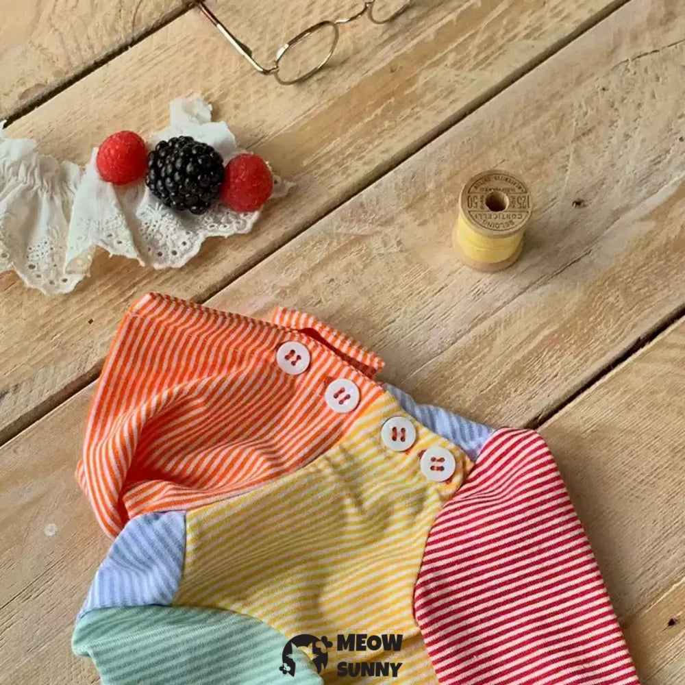 Pet Clothing Cat Candy Color Turtleneck Splicing Long Sleeve T-Shirt