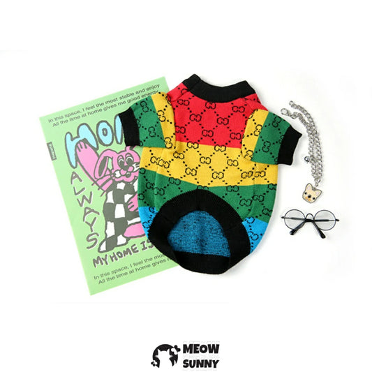 Pet Rainbow Sweater French Bulldog Teddy Dog Clothes