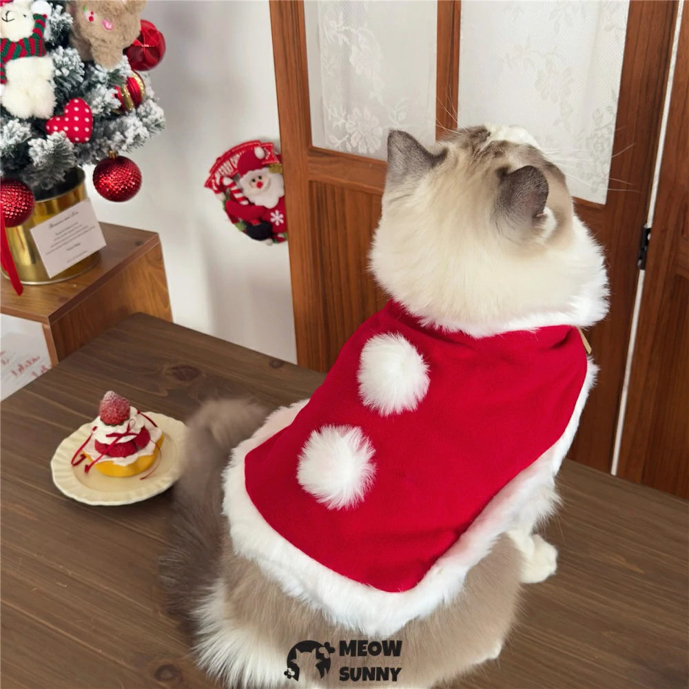Pet cat Christmas clothes, warm winter outfits for kittens.