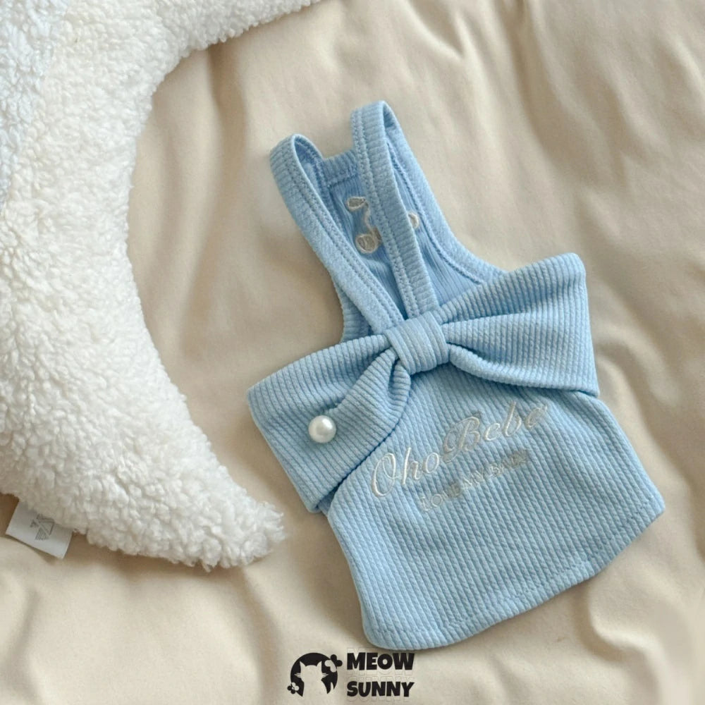 Pet clothes, Korean style, for small dogs: cute vest with a bow.