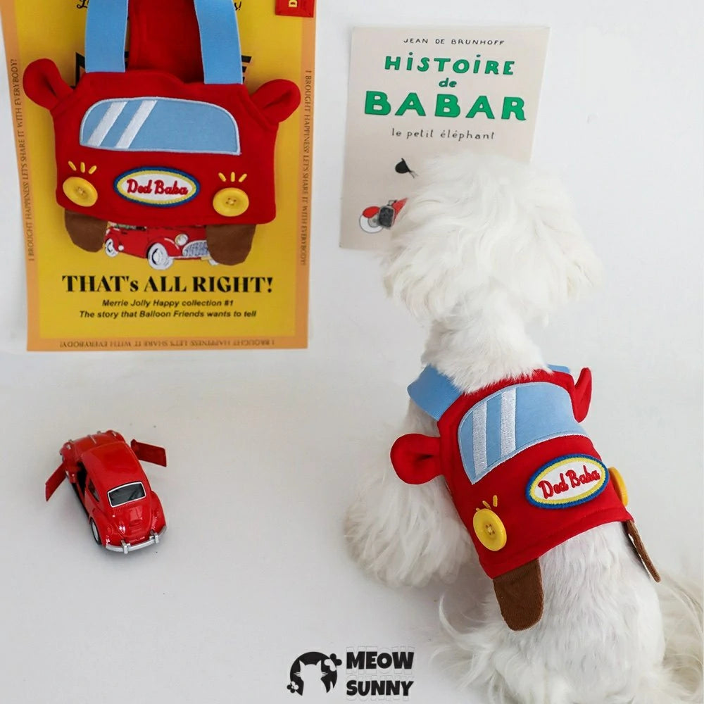 Pet clothes, dog home wear, car-patterned tank top/vest