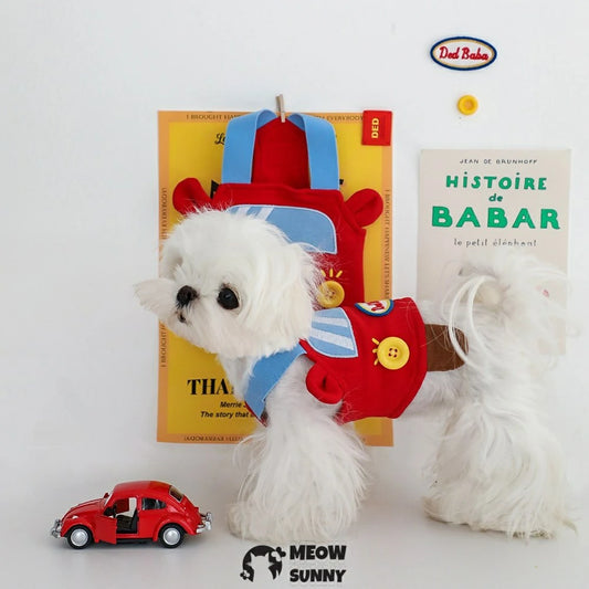 Pet clothes, dog home wear, car-patterned tank top/vest