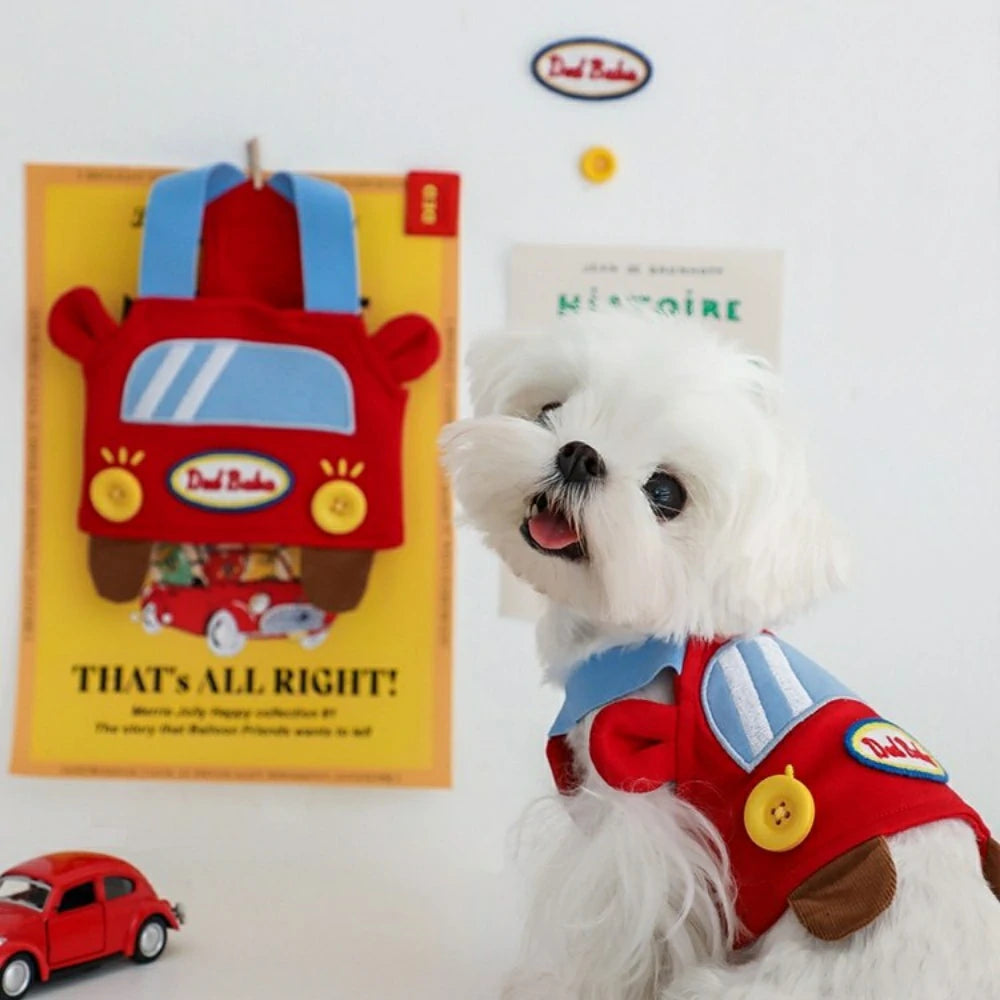 Pet clothes, dog home wear, car-patterned tank top/vest