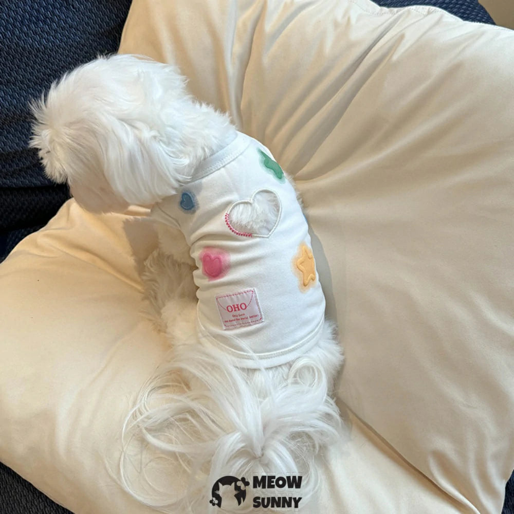 Pet clothes, dog sleeveless vest, suitable for home wear and as an inner layer for small dogs.