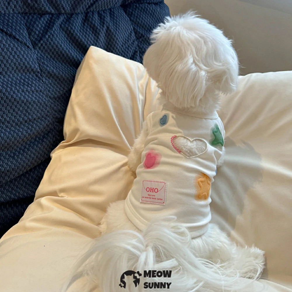 Pet clothes, dog sleeveless vest, suitable for home wear and as an inner layer for small dogs.