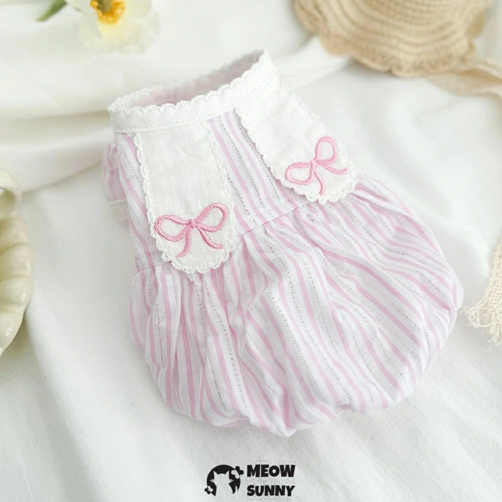 Pet clothes, summer princess sleeve pumpkin dress, bubble skirt for small dogs, thin shirt.