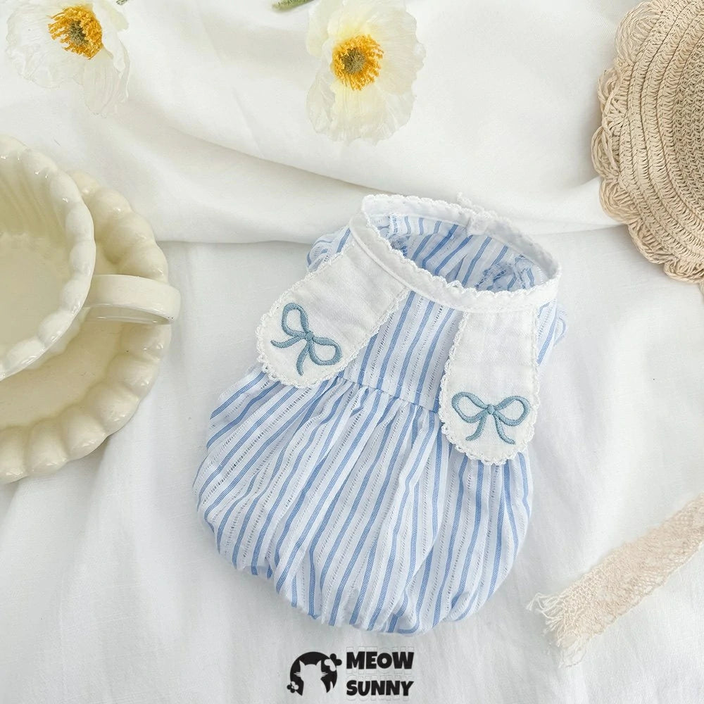 Pet clothes, summer princess sleeve pumpkin dress, bubble skirt for small dogs, thin shirt.