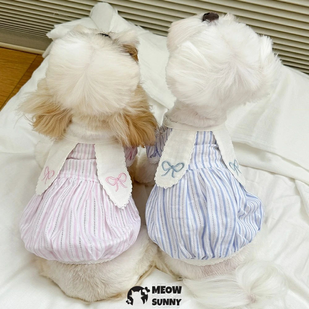 Pet clothes, summer princess sleeve pumpkin dress, bubble skirt for small dogs, thin shirt.