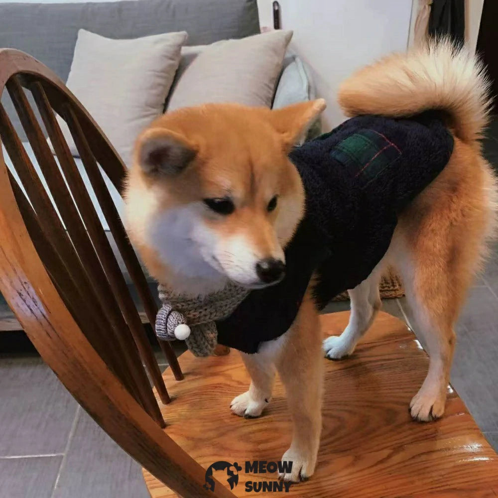 Pet clothes for dogs: Fleece warm jacket for medium-sized dogs with Santa Claus decoration.