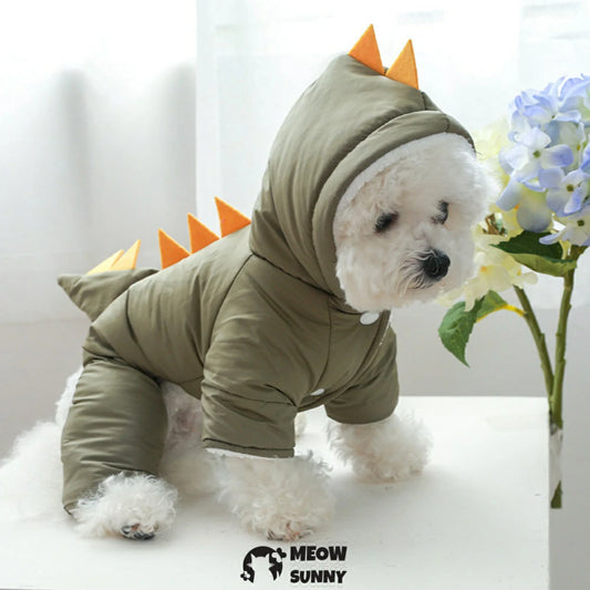 Pet dog clothes, fleece-lined and thickened cotton coat for small dogs.