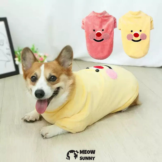 Pet dog clothes cute smiley face cotton coat winter vest