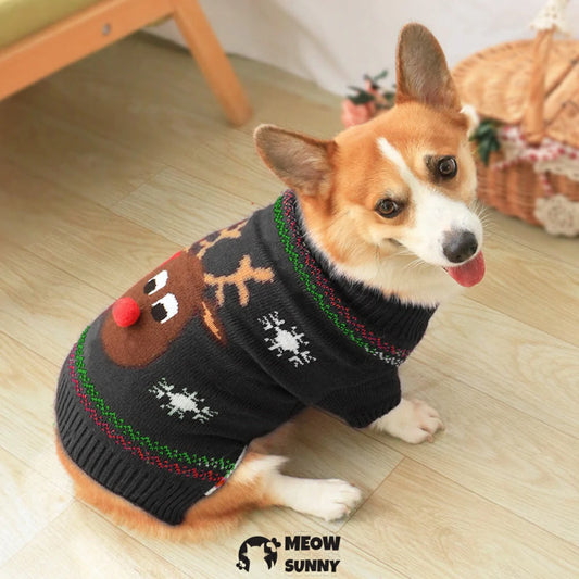 Pet dog clothes knitted sweater corgi french bulldog new year style