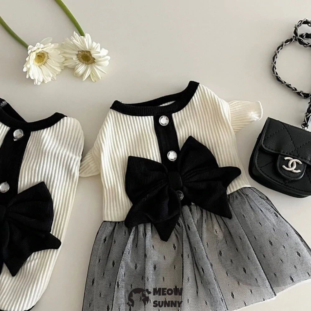 Pet dog clothes retro bow skirt Bichon Teddy Pomeranian