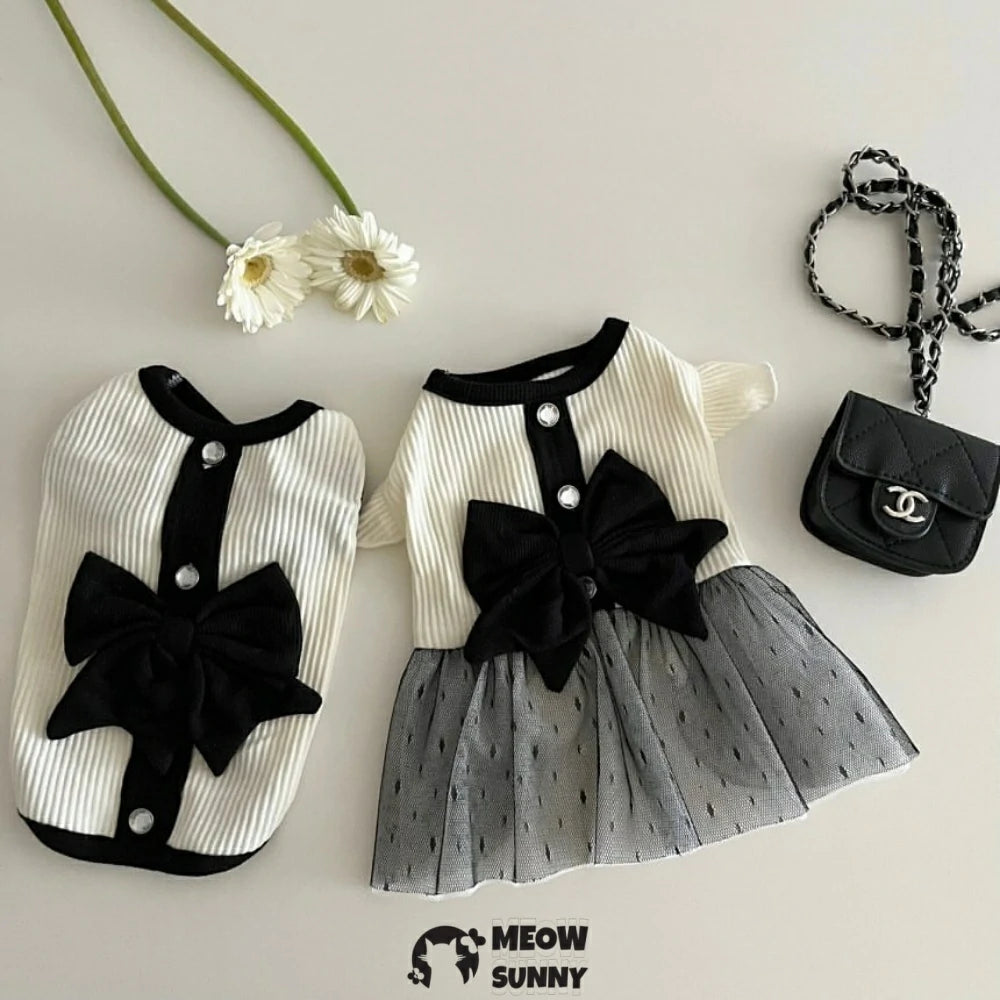 Pet dog clothes retro bow skirt Bichon Teddy Pomeranian