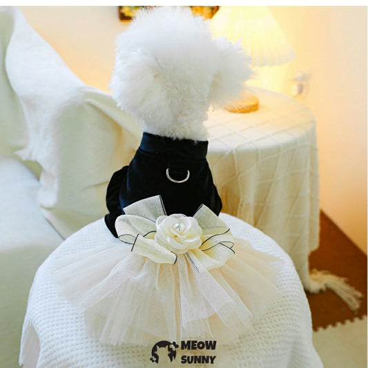 Pet dog gauze skirt clothes Teddy Panda Maltese skirt spring and summer princess dress