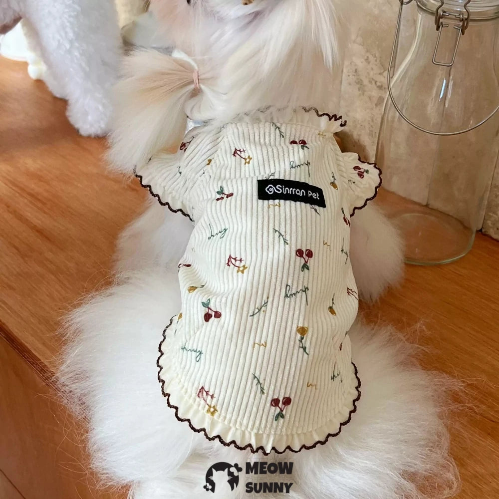 Pet dog princess style dress bottoming shirt warm clothes autumn and winter