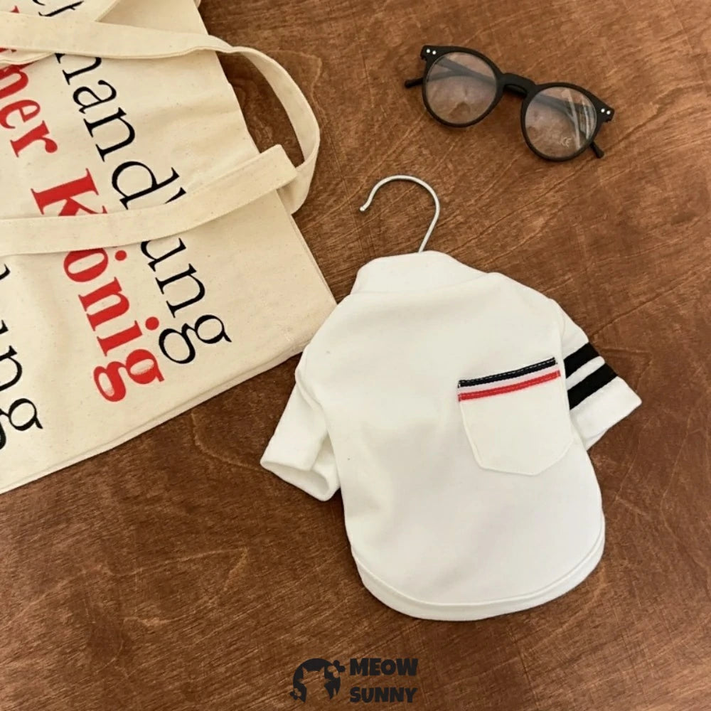 Pet dog striped clothes, warm hoodie with pockets for small dogs.