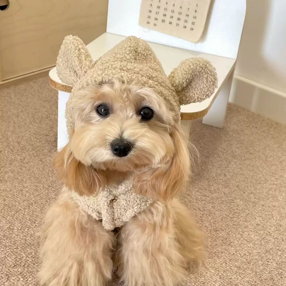 Pet dog vest, fleece-lined hooded vest for small dogs.