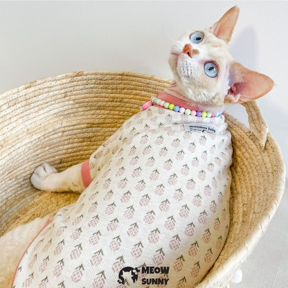 Pink Floral Sweater for Sphynx and Hairless Cat Breeds
