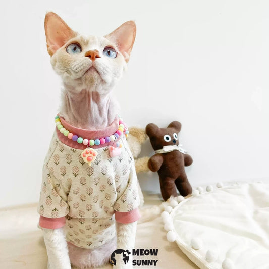 Pink Floral Sweater for Sphynx and Hairless Cat Breeds