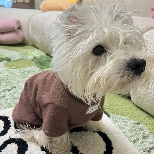 Pinkish-brown soft pet sweater - Winter warm clothing for Bichon Frise and Maltese dogs.