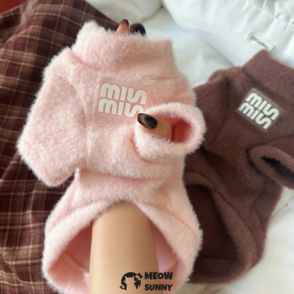 Pinkish-brown soft pet sweater - Winter warm clothing for Bichon Frise and Maltese dogs.