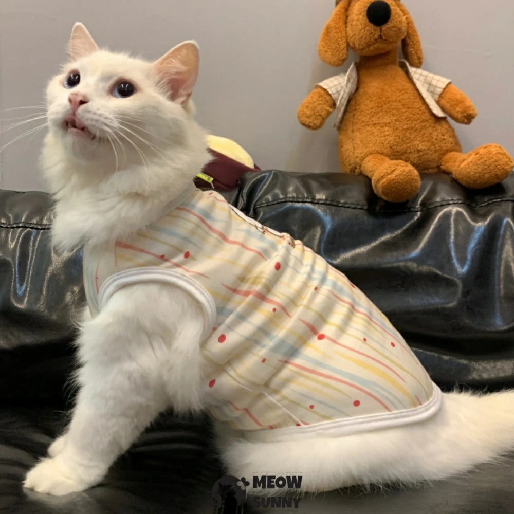 Polka dot embroidered cat clothes, breathable and cute sleeveless vest