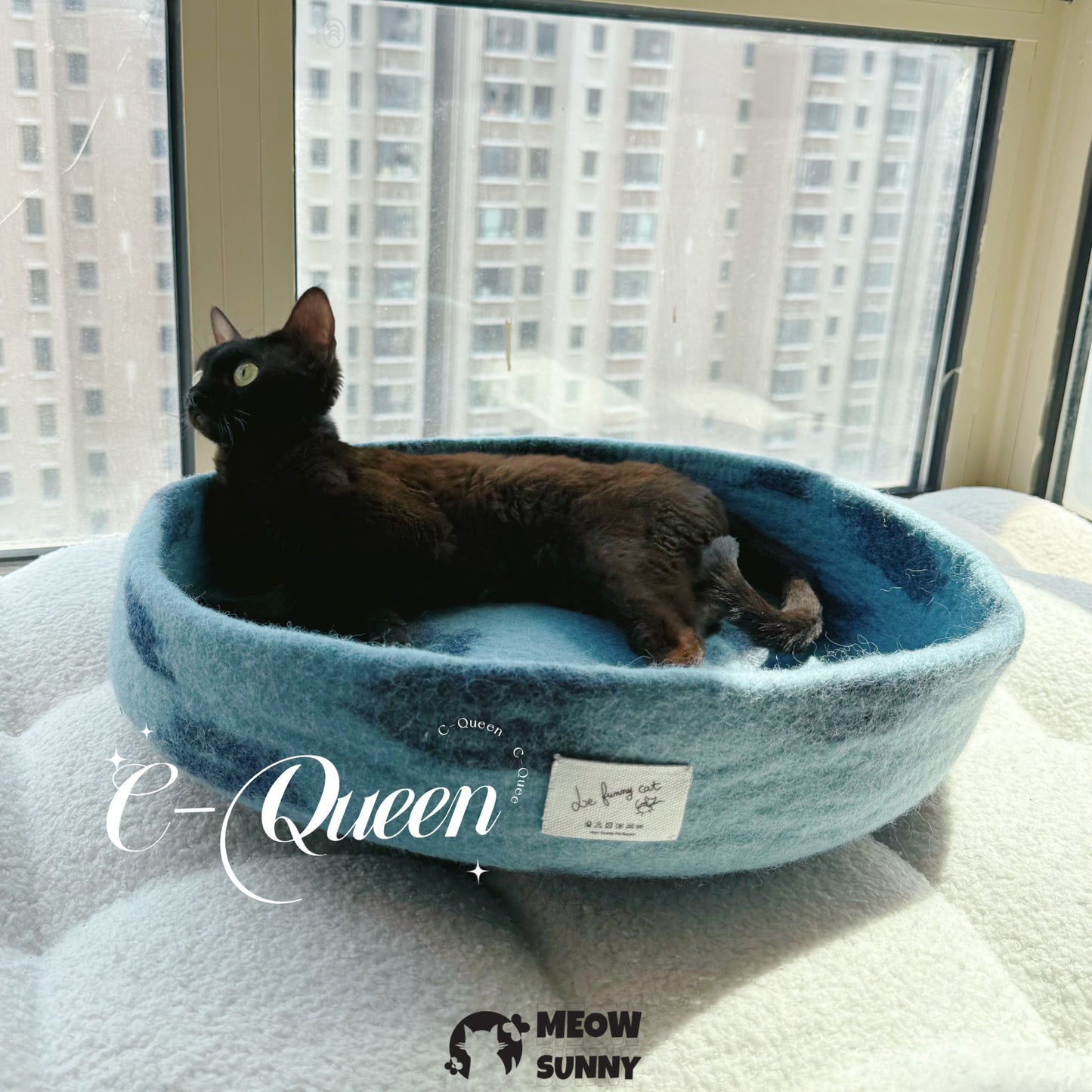 Premium Felt Cat Cave Bed, Royal Blue