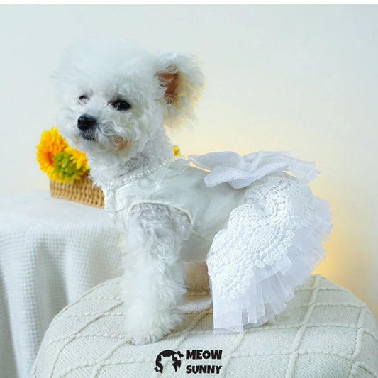 Princess wedding dress pet dog clothes white princess dress