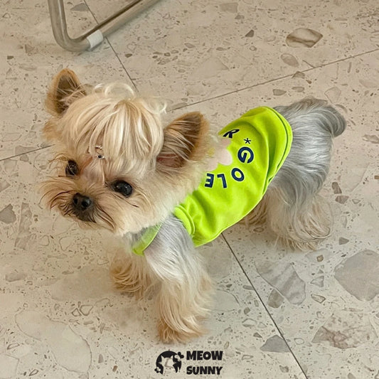 Printed dog-themed suspender dress, pure cotton stretchy cute clothes