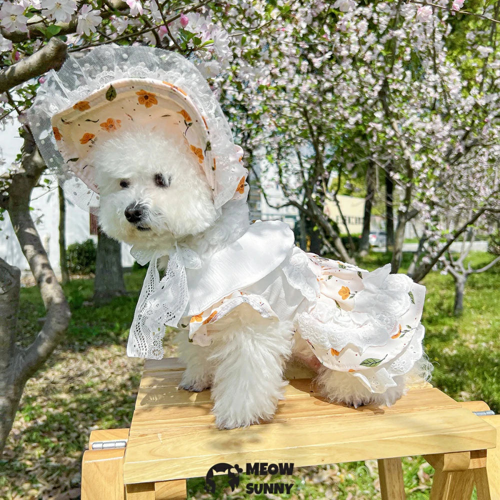 Puppy Vintage Princess Tea Party Floral Dress