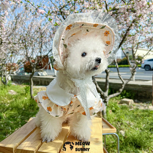 Puppy Vintage Princess Tea Party Floral Dress