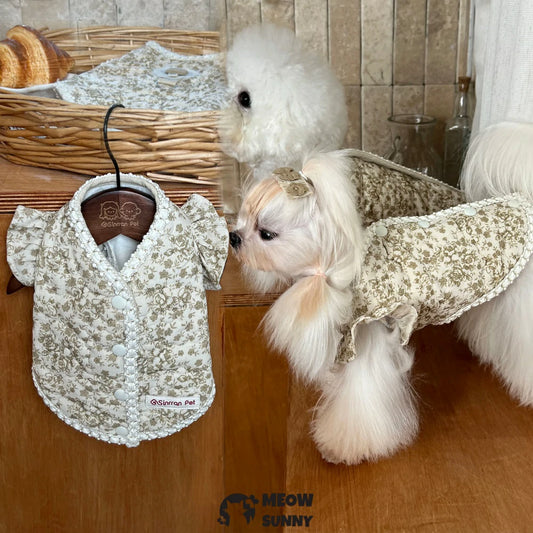 Puppy autumn and winter warm clothes Bichon Frise plus velvet vest traction ring