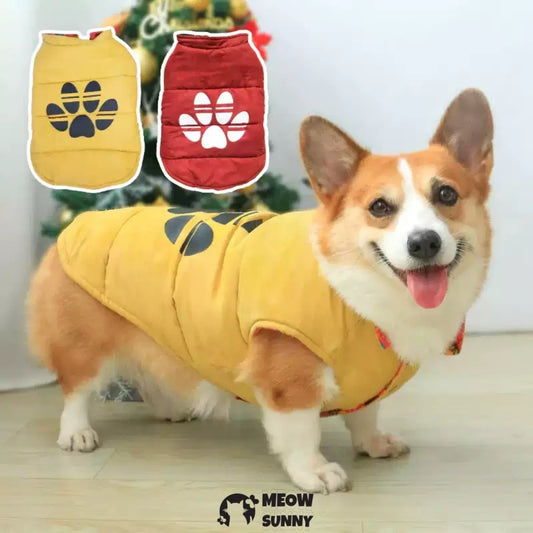 Puppy clothes winter vest trendy corgi winter clothes reversible
