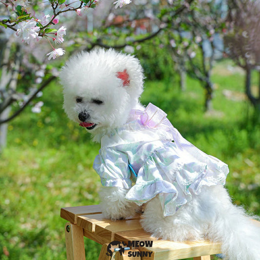 Puppy soft skin-friendly big bow lace princess dress