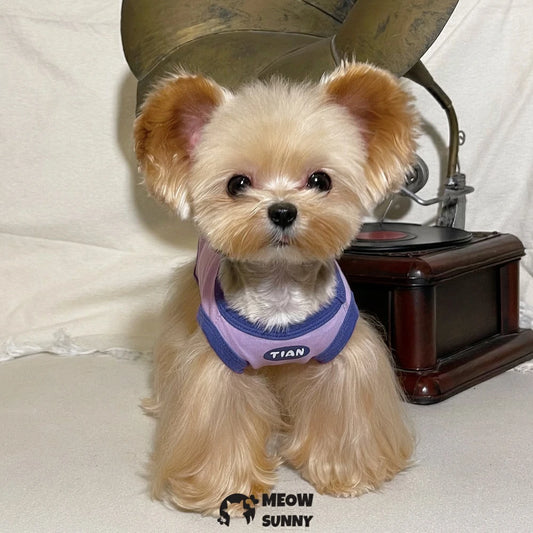 Pure cotton stretch color-blocked vest for pet dogs