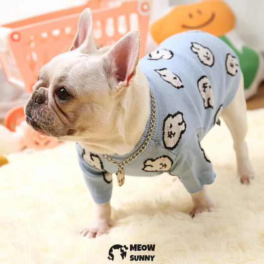 Rabbit pattern pet sweater Teddy French bulldog autumn and winter clothes