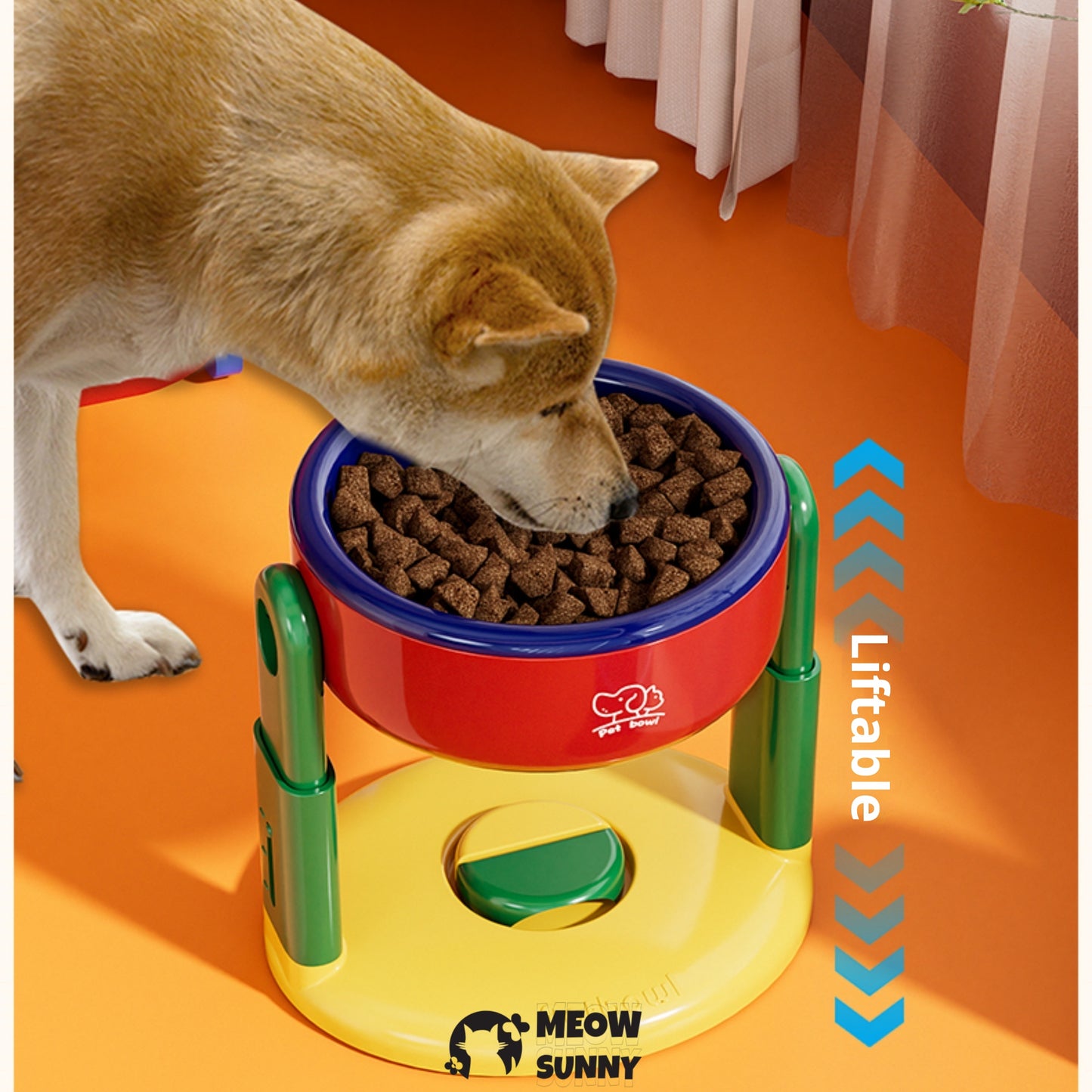 Adjustable height cat&dog bowl