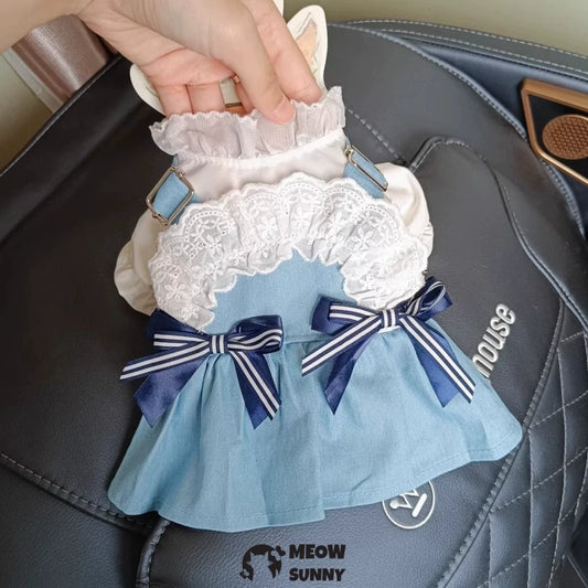 Sea Breeze Holiday Denim Skirt Pet Clothes Dog Princess Skirt