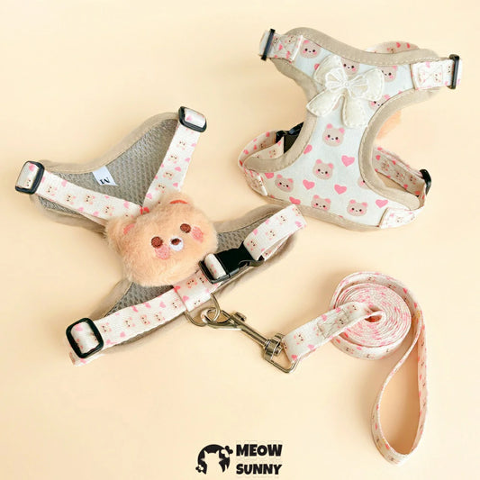 Small Dog Harness and Leash Set Puppy Vest with Breathable Soft Mesh