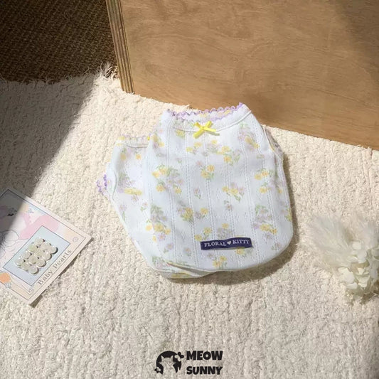 Small Dog Vest Grass Yellow Floral Dog Clothes