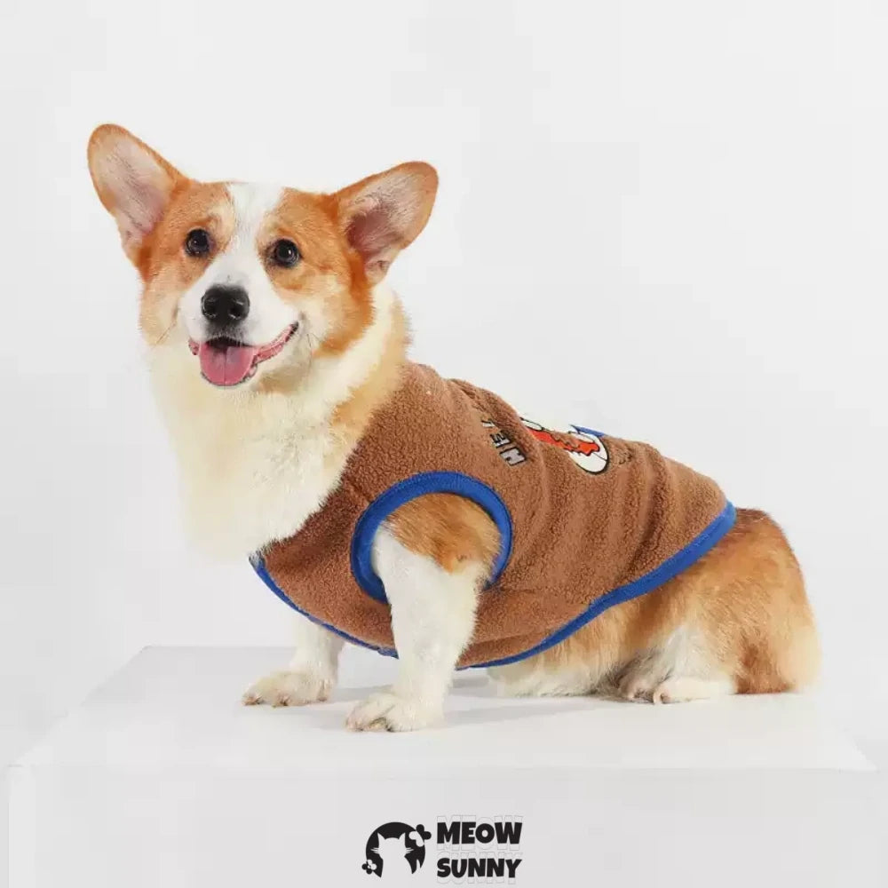 Small and medium-sized dog Schnauzer Corgi clothes plus fleece vest to keep warm