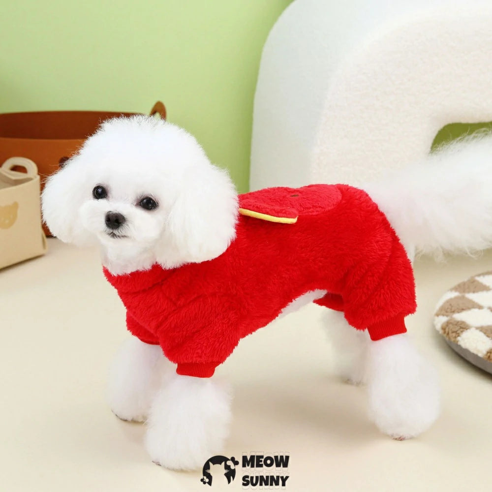 Small dog clothes, teddy bear coral fleece warm sweater
