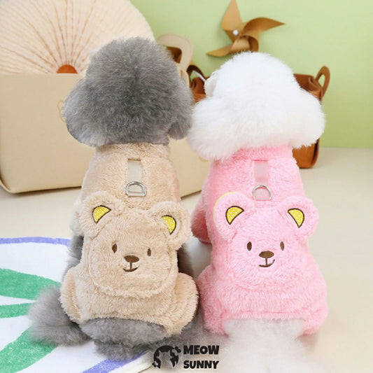 Small dog clothes, teddy bear coral fleece warm sweater