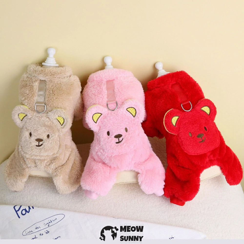 Small dog clothes, teddy bear coral fleece warm sweater