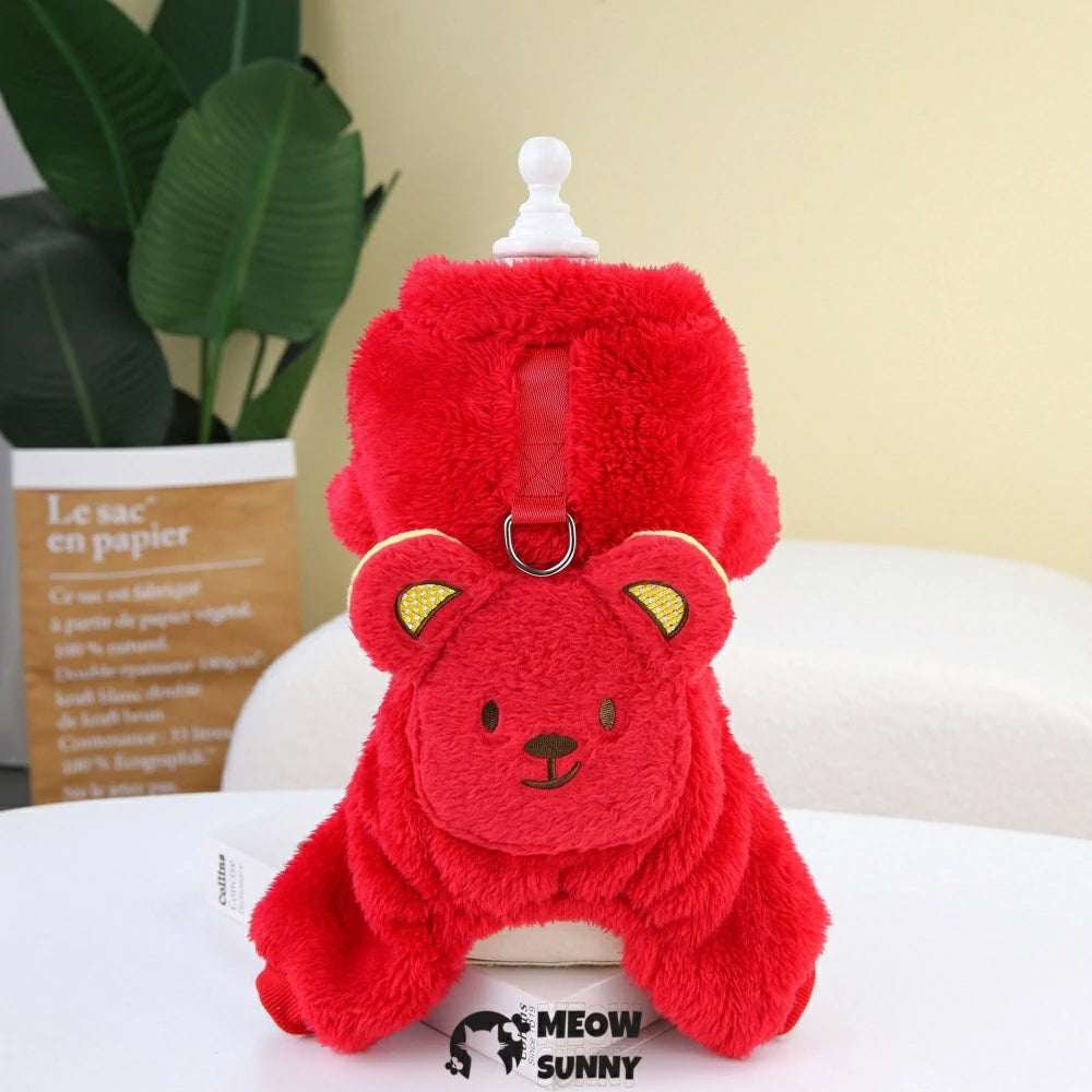 Small dog clothes, teddy bear coral fleece warm sweater