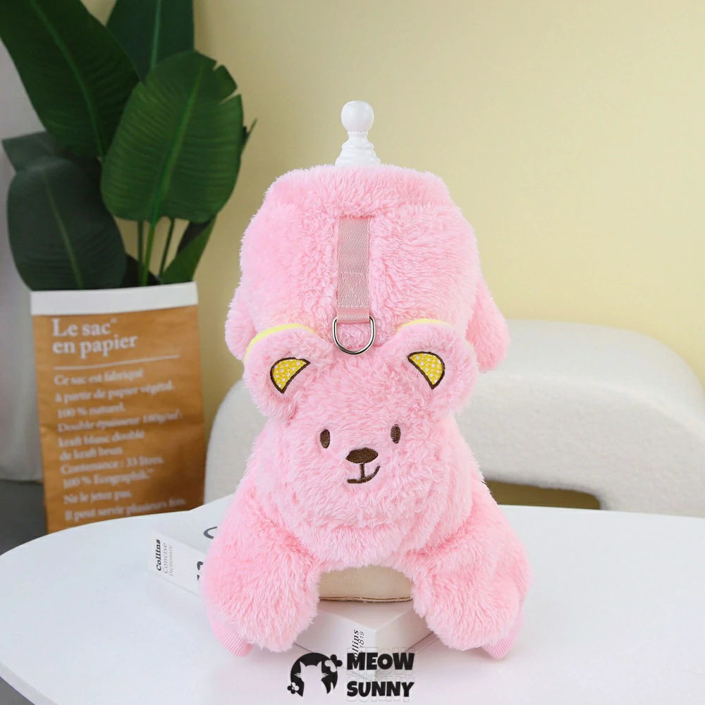 Small dog clothes, teddy bear coral fleece warm sweater