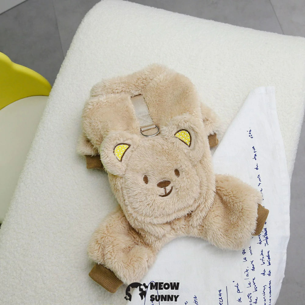 Small dog clothes, teddy bear coral fleece warm sweater